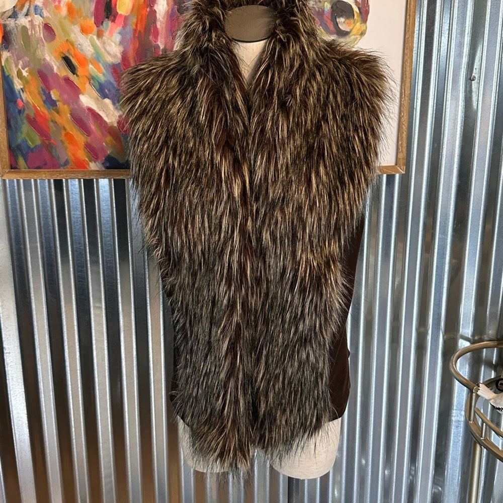 Faux Fur Vest in Brown and Black